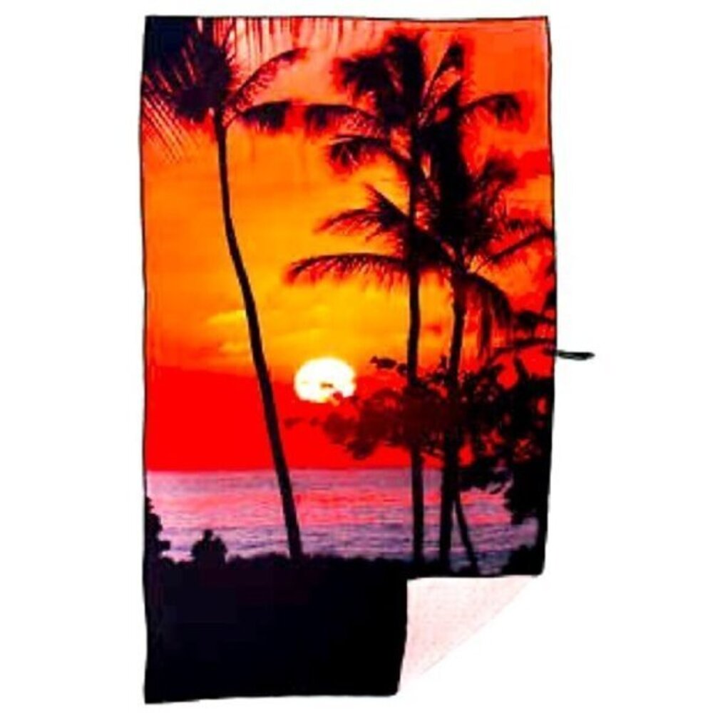 Whitley Willows Sunset Print Packable Microfiber Travel Yoga Beach Towel New